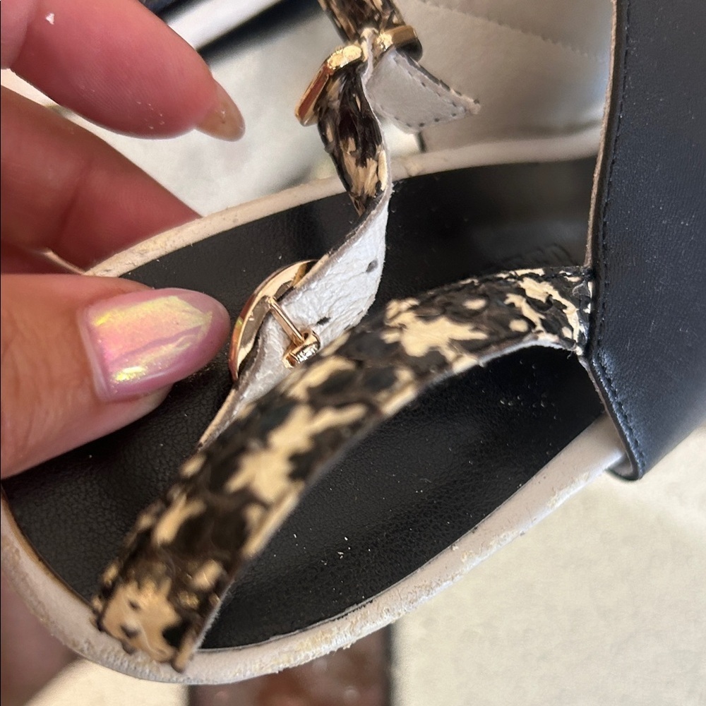 Stella Carter Designer Black and Animal Print Heeled Sandals - Picture 8 of 10